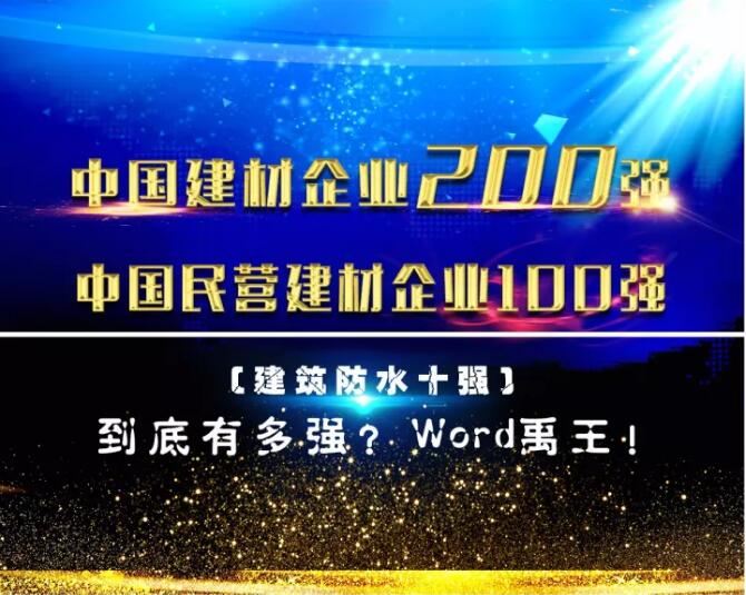 防水材料品牌榮譽|禹王集團(tuán)榮獲中國建材企業(yè)200強(qiáng)等